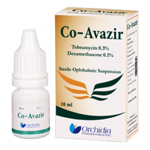 Co - Avazir Opthalmic Suspension ( Tobramycin 3 mg / ml + Dexamethasone 1 mg / ml ) 10 ml Dropper Bottle